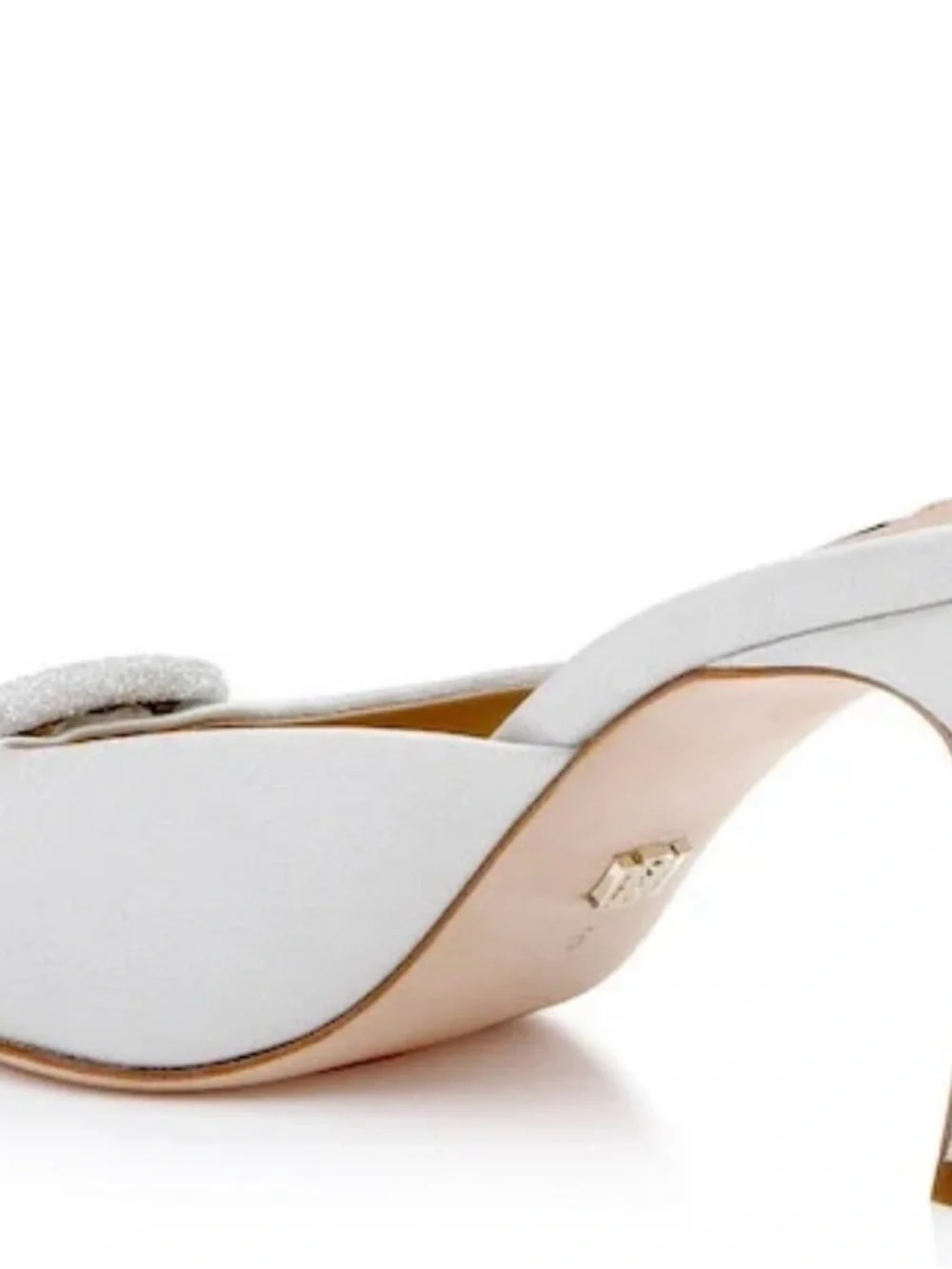Badgley Mischka White Embellished Pointed Mule